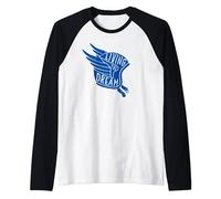 Living The Dream Motivational Shirt Blue Biker Helmet Raglan Baseball Tee