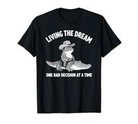 Living the Dream One Bad Decision at a Time Funny Frog Gator Value Graphic T-Shirt, Men, Black, S