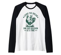 Living The Dream One Bad Decision at a Time Funny Raccoon Raglan Baseball Tee