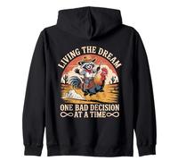 Living The Dream One Bad Decision At a Time Funny Raccoon Zip Hoodie