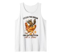 Living The Dream One Bad Decision At a Time Raccoon Cowboy Tank Top
