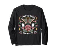 Living The Dream One Nightmare at a Time Funny Goth Vintage Long Sleeve T-Shirt
