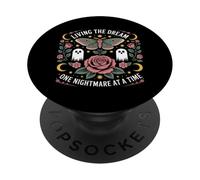 Living The Dream One Nightmare at a Time Funny Goth Vintage PopSockets Adhesive PopGrip