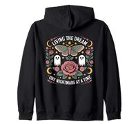 Living The Dream One Nightmare at a Time Funny Goth Vintage Zip Hoodie