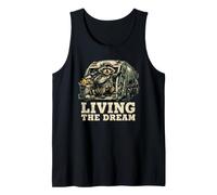 Living The Dream Raccoon Garbage Truck Sanitation Worker Tank Top