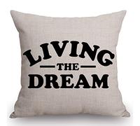 Living The Dream Rustic Farmhouse Style Cushion Cover Cooling Throw Pillow Case Plush Cushion Covers For Anniversary Christmas Sofa 45X45Cm