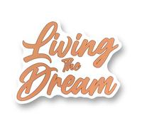 Living The Dream Self Adhesive Sticker - 110mm x 90mm - 5 Colour Options, Campervan, Camper, Car, Van, Beetle, T25, T4, T5, T6 Vanlife (Tan)