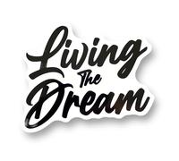 Living The Dream Self Adhesive Sticker - 110mm x 90mm - 5 Colour Options, Campervan, Camper, Car, Van, Beetle, T25, T4, T5, T6 Vanlife (Black)