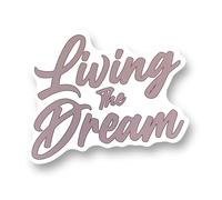 Living The Dream Self Adhesive Sticker - 110mm x 90mm - 5 Colour Options, Campervan, Camper, Car, Van, Beetle, T25, T4, T5, T6 Vanlife (Grey)
