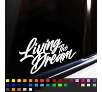 Living The Dream Vinyl Decal Car Sticker - JDM Window, Bumper, Vanlife, Funny Motorhome, Caravan, Campervan - 200mm