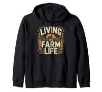 Living The Farm Life Rustic Farmer Country Zip Hoodie