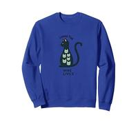 Living the Nine Lives: Whimsical Cat Lover Art Sweatshirt, Adult Unisex, Royal Blue, XXL