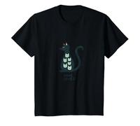Living The Nine Lives: Whimsical Cat Lover Art T-Shirt, Kids, Black, 4 Years