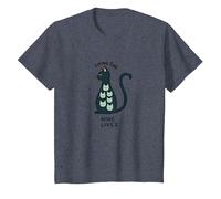 Living The Nine Lives: Whimsical Cat Lover Art T-Shirt, Kids, Heather Blue, 8 Years