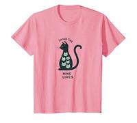 Living The Nine Lives: Whimsical Cat Lover Art T-Shirt, Kids, Pink, 2 Years