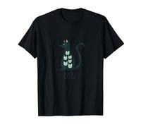 Living The Nine Lives: Whimsical Cat Lover Art T-Shirt, Men, Black, 6XL