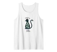 Living The Nine Lives: Whimsical Cat Lover Art Tank Top, Men, White, M