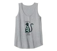 Living The Nine Lives: Whimsical Cat Lover Art Tank Top, Women, Heather Grey, XXL