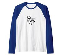 Living The PAW Life: Cat Lover's Stylish Pet Raglan Baseball Tee, Men, Royal Blue/White, S
