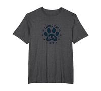 Living The Ruff Life Dog Paw Print Pet Lover T-Shirt, Men's Big and Tall, Dark Heather Grey, 5X Tall