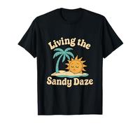 Living The Sandy Daze 70s Beach Vibes Graphic T-Shirt