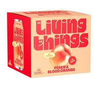 Living Things Prebiotic Soda 4 x 330ml - Sparkling Low Sugar Soft Drink - Gut Friendly Prebiotic Fizzy Drink - Vegan - Mixed Flavour Variations (Peach & Blood)