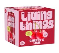 Living Things Prebiotic Soda 4 x 330ml - Sparkling Low Sugar Soft Drink - Gut Friendly Prebiotic Fizzy Drink - Vegan - Mixed Flavour Variations (Cherry & Lime)