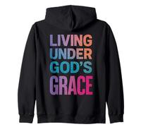 Living Under God's Grace Colorful Christian Faith Zip Hoodie
