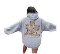 Living Water Eternal Life Printed Christian Hoodies for Women UK Casual Oversized Long Sleeve Pullover Drawstring Hooded Sweatshirts Y2k Tops with Pockets Oversized Hoodie,A97 Grey,XL