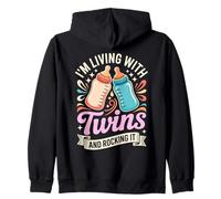 Living With Twins and Rocking It Twin Mom Zip Hoodie