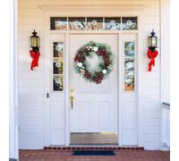 Livingandhome 32cm Snow Flocked Christmas Artificial Wreath with Classical Xmas Ornaments | TJ Hughes