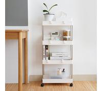 LIVINGANDHOME Slim Standing 4-Tier Corner Storage Rack Shelf Plastic for Kitchen Bathroom