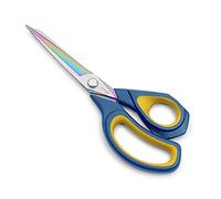 LIVINGO 9.5" Premium Fabric Scissors, Heavy Duty Sharp All-Purpose Titanium Coating Forged Stainless Steel, Soft Touch Sewing Tailor Dressmaking Shears Cutting Leather, Navy Blue/Yellow