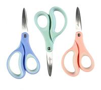 LIVINGO Kids Scissors 6 Inch 3 Pack Soft Blue Mint Green Peach Pink | School Supplies for Age 8-12, Pointed Tip, Stainless Steel Blades, Left & Right Handed Grip, DIY Craft Classroom Use
