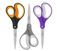 LIVINGO Scissors, 8" Office Stationery Set, Fabric Dressmaking Sewing Scissors, Sturdy Sharp All Purpose Shears for Home School Craft DIY, Titanium Coated Blades, Comfort Grip, 3-Pack
