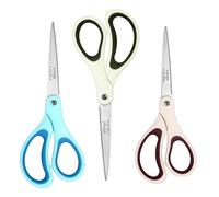 LIVINGO Scissors Set, Sharp Blades, Titanium Coating 3-Pack | Cutting Paper and Fabric for Office, School, Home, Stationery, Sewing, Crafting, Dressmaking, and Rubber Soft Handles