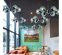 Livingroom Dining Room Lounge Bar Café Club,Hanging Light,Creativity Glass Balls Chandeliers,Magic Beans Molecules Chandelier Lighting,Nordic During Lighting-Black and Glass 6t