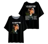 Livingston A Hometown Tour 2025 Women Tshirt Hip Hop Pullover Short Sleeve Unique Tee Shirt (3XL,Black)