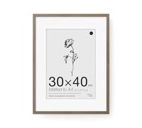 LIVINGTASTE 12x16 in picture frame 30x40 cm Dark Oak Finish with acrylic front, 1 Pack with mount for A4, ideal for family photos in living room