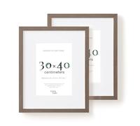 LIVINGTASTE 12x16 in picture frame 30x40 cm Dark Oak Finish with acrylic front, 2 Pack with mount for A4, ideal for family photos in living room