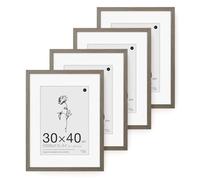LIVINGTASTE 12x16 in picture frame 30x40 cm Dark Oak Finish with acrylic front, 4 Pack with mount for A4, ideal for family photos in living room