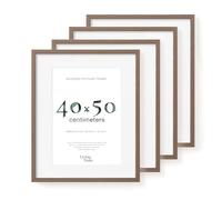 LIVINGTASTE 16x20 in Picture Frame 40x50 cm Dark Oak Finish with acrylic front, 4 Pack with mount for A3, ideal for Gallery display, Studio decoration, Poster art print