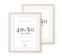LIVINGTASTE 16x20 in Picture Frame 40x50 cm Natural Oak Finish with acrylic front, 2 Pack with mount for A3, ideal for Gallery display, Studio decoration, Poster art print