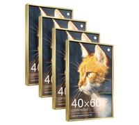 LIVINGTASTE 40x60 cm Aluminum Picture Frame, Brushed Gold, with Acrylic Glass, 4 Pack, Fits 40x60 cm Posters, Ideal for Gallery Display