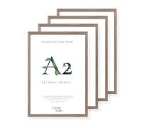 LIVINGTASTE A2 picture Frame 42x59.4 cm Dark Oak Finish with acrylic front, 4 Pack, ideal for Living room wall art, Studio decoration, Poster art print