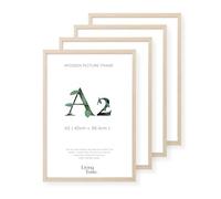 LIVINGTASTE A2 picture Frame 42x59.4 cm Natural Oak Finish with acrylic front, 4 Pack, ideal for Living room wall art, Studio decoration, Poster art print