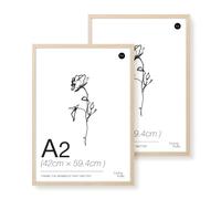 LIVINGTASTE A2 Picture Frame, 42x59.4cm Wood Photo Frame, 2 Pack Natural Oak Finish Wall Frame with Acrylic Front, Ideal for Living Room Wall Art, Studio Decoration and Poster Art Print