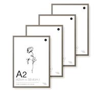 LIVINGTASTE A2 Picture Frame, 42x59.4cm Wood Photo Frame, 4 Pack Dark Oak Finish Wall Frame with Acrylic Front, Ideal for Living Room Wall Art, Studio Decoration and Poster Art Print