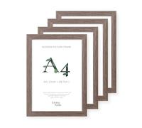 LIVINGTASTE A4 picture frame 21x29.7 cm Dark Oak Finish with acrylic front, 4 Pack, ideal Certificates & diplomas, Documents in office or home