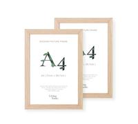 LIVINGTASTE A4 picture frame 21x29.7 cm Natural Oak Finish with acrylic front, 2 Pack, ideal Certificates & diplomas, Documents in office or home